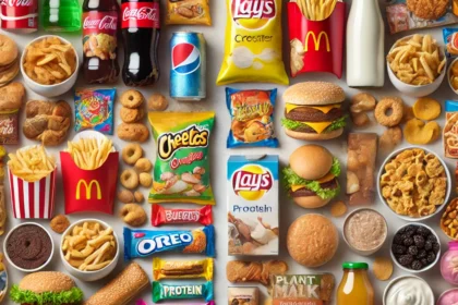 Se muestran diversos tipos de alimentos procesados