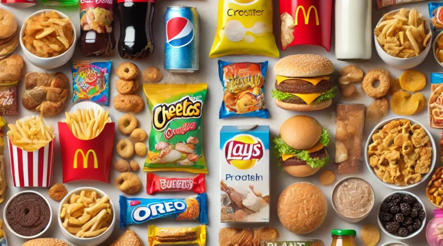 Se muestran diversos tipos de alimentos procesados