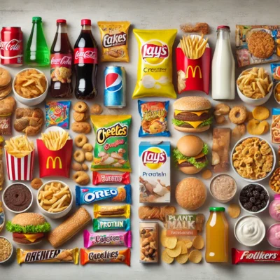 Se muestran diversos tipos de alimentos procesados